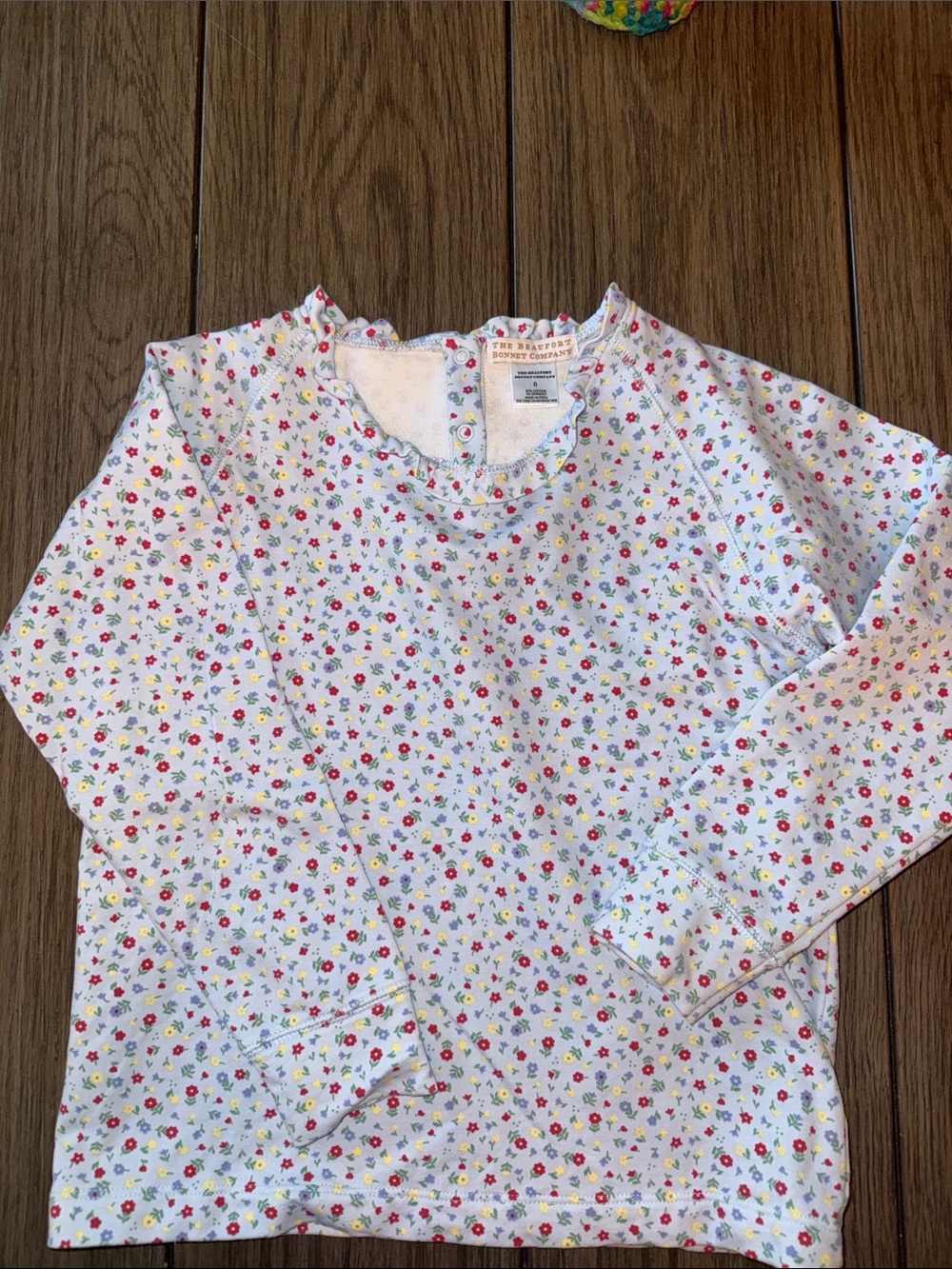 The Beaufort Bonnet Light Blue Floral Long Sleeve Top with Yellow & Red Flowers